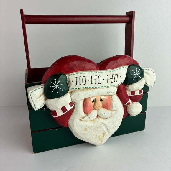 Eddie Walker Wooden Christmas Santa Basket - So Cute! - Picture 1 of 5